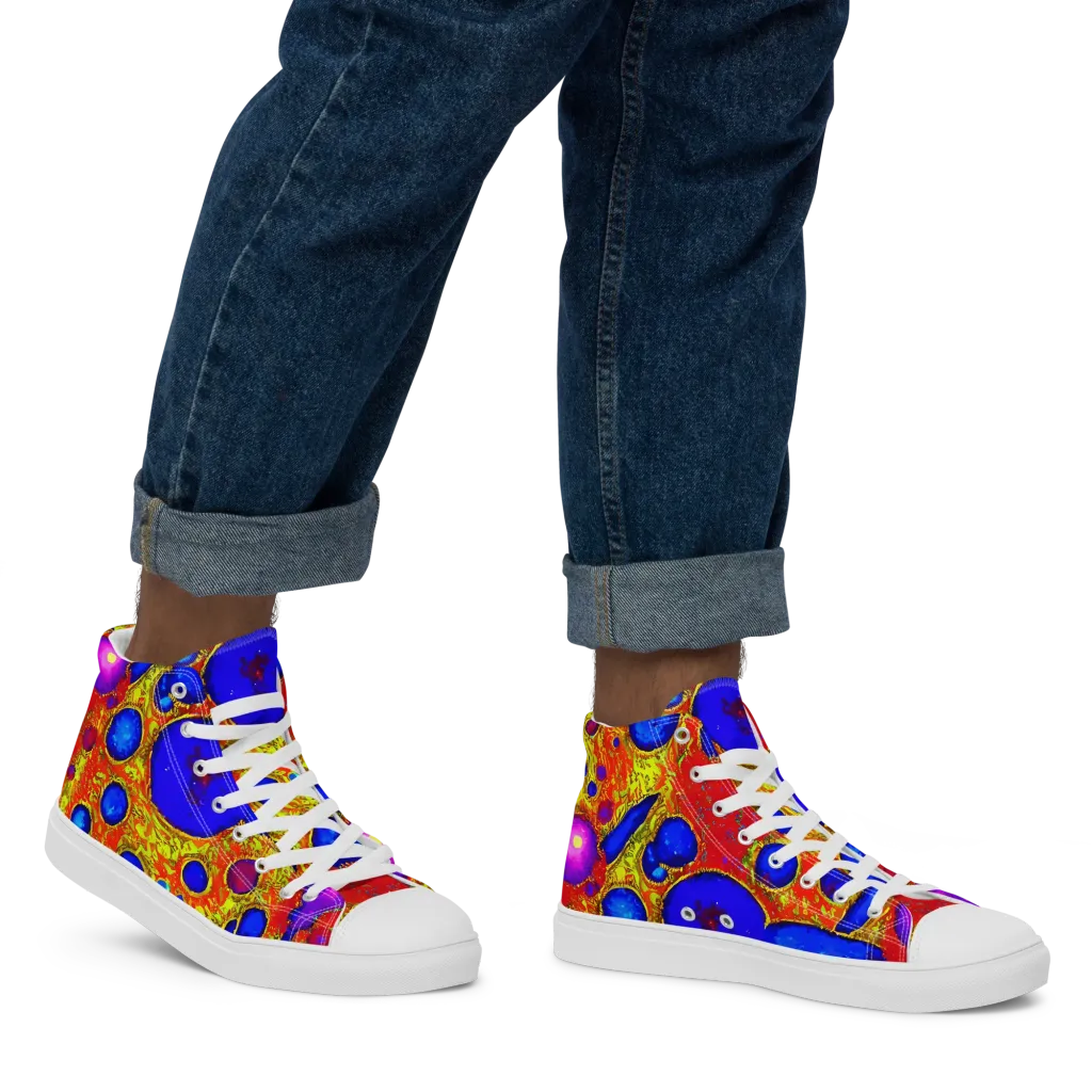 Cobalt Lava on Men's High Top Canvas Shoes — Right