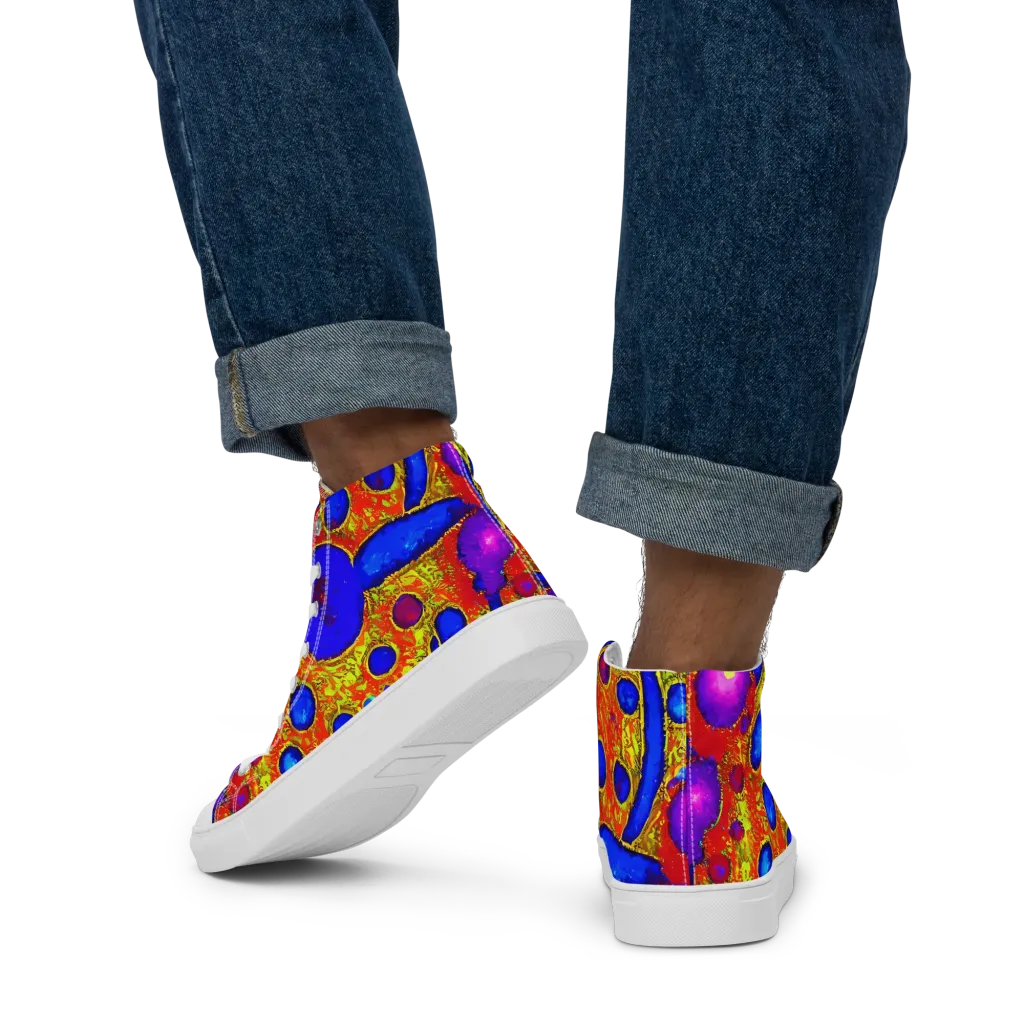 Cobalt Lava on Men's High Top Canvas Shoes — Back