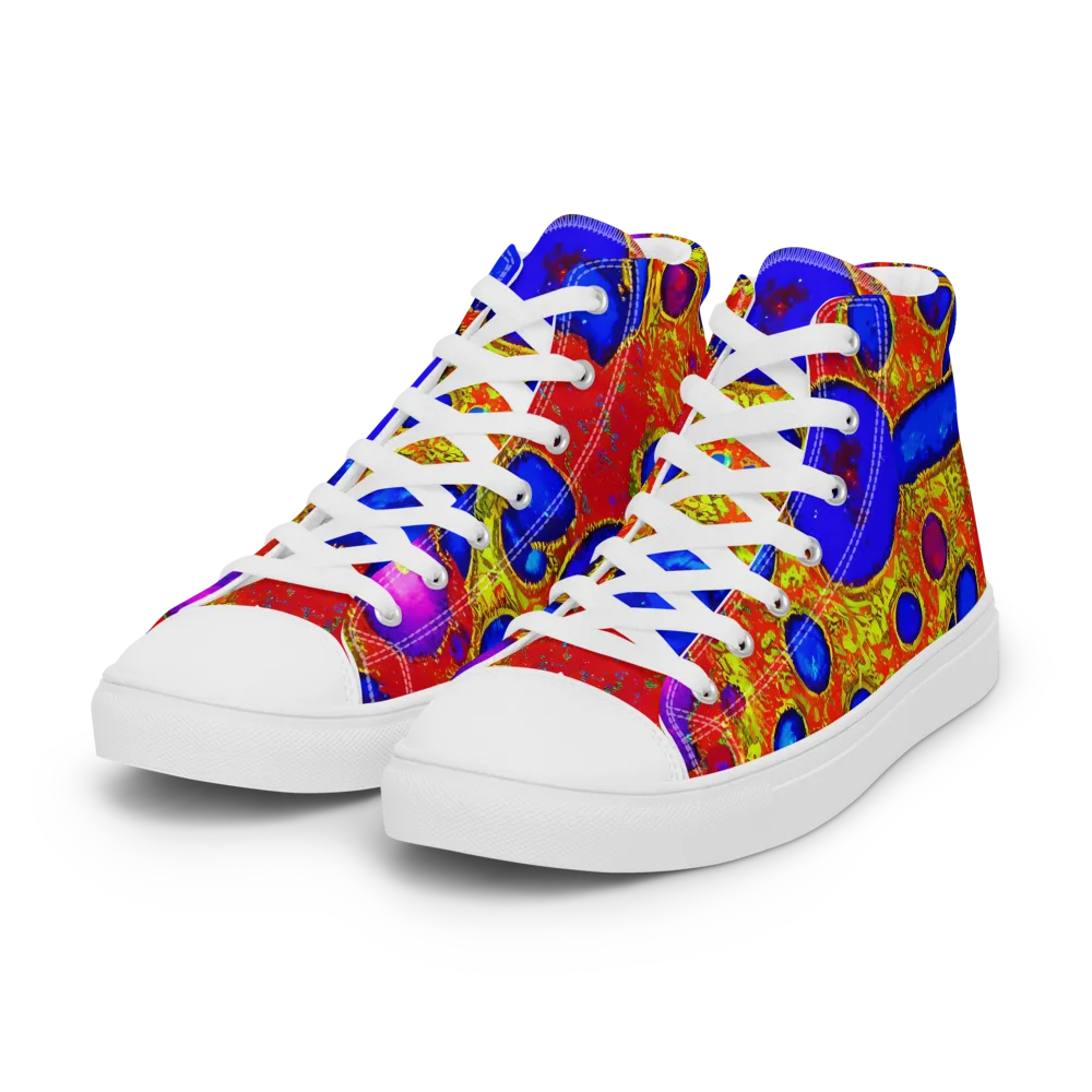 Cobalt Lava on Women's High Top Canvas Shoes — Left Front