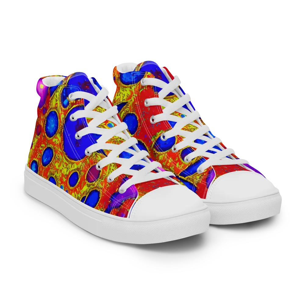 Cobalt Lava on Women's High Top Canvas Shoes — Right Front