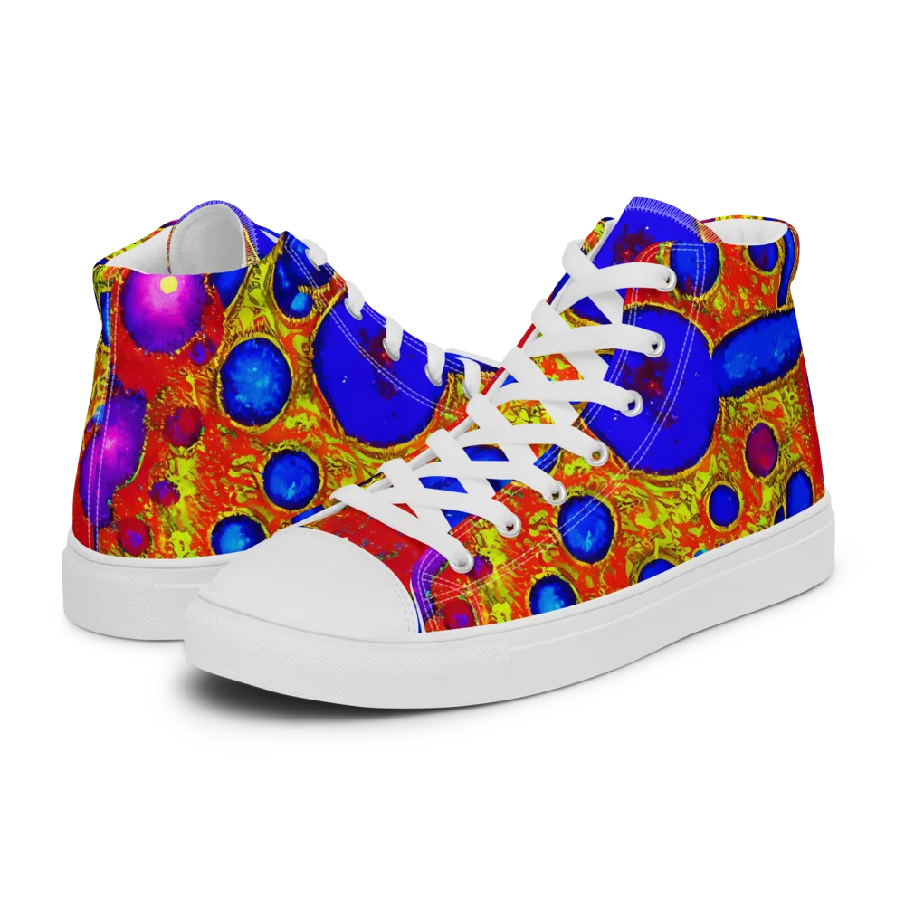 Cobalt Lava on Women's High Top Canvas Shoes — Left
