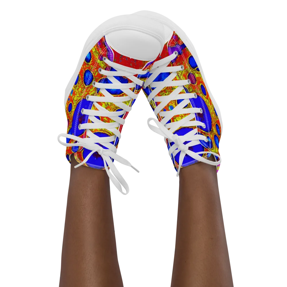Cobalt Lava on Women's High Top Canvas Shoes — Front