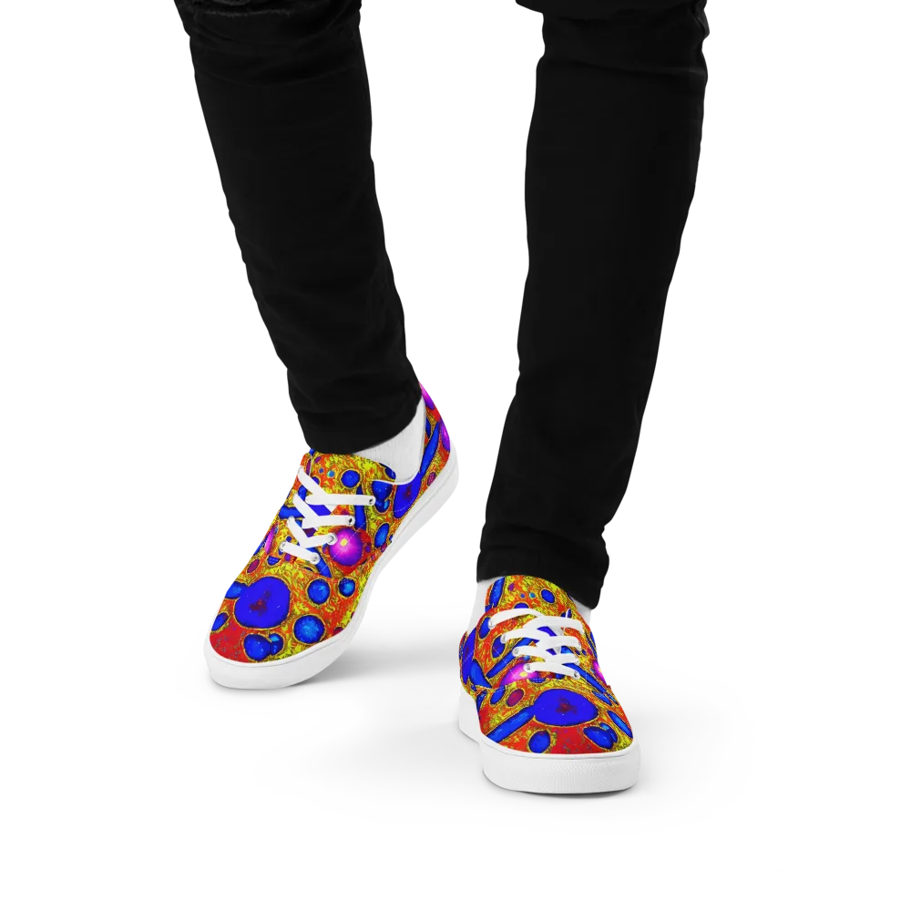 Cobalt Lava on Men's Lace-Up Canvas Shoes — Front