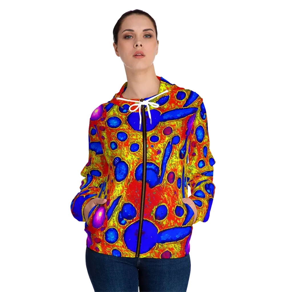 Cobalt Lava on Women's Full-Zip Hoodie — Front On Person