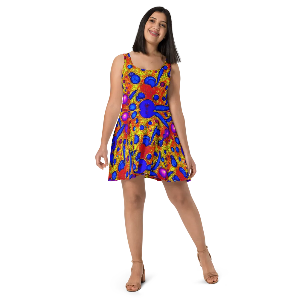Cobalt Lava on Skater Dress — Front