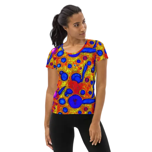 Cobalt Lava on a Women's Athletic T-Shirt