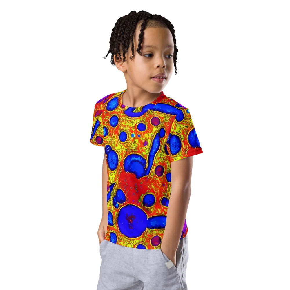 Cobalt Lava on Kids Crew Neck T-Shirt — Left Front