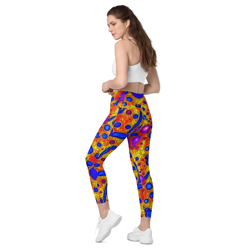 Cobalt Lava on Leggings with Pockets — Left Back