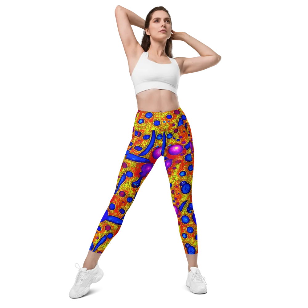 Cobalt Lava on Leggings with Pockets — Front