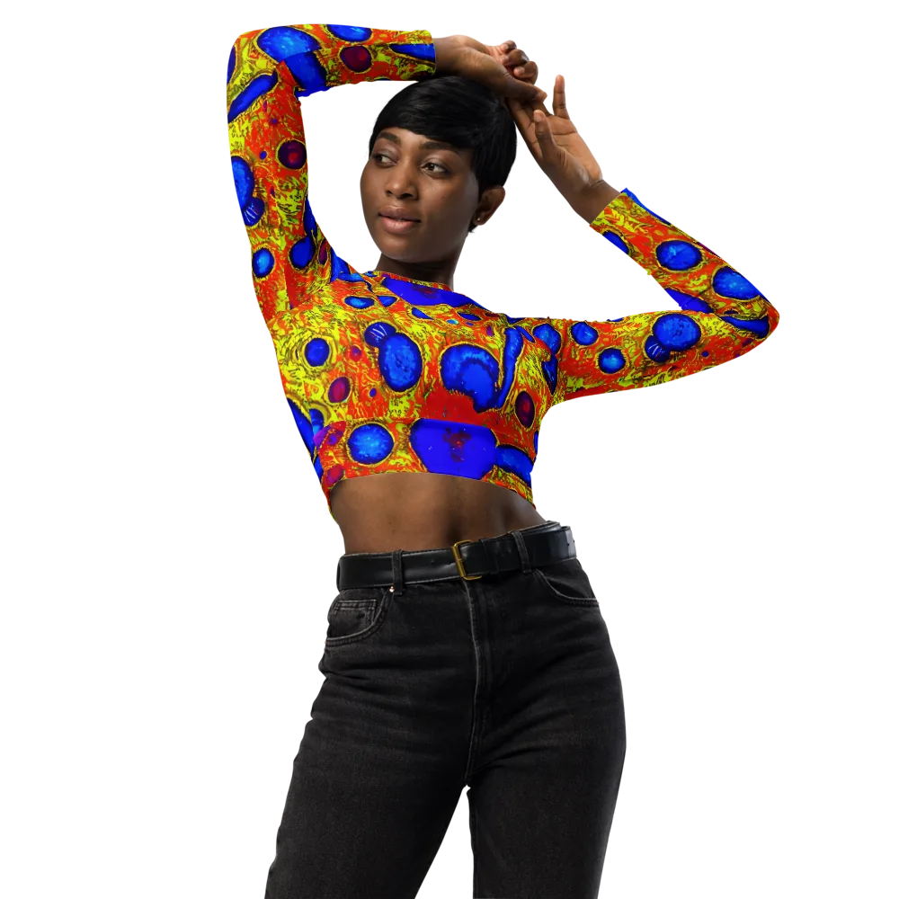 Cobalt Lava on Long Sleeve Crop Top — Front