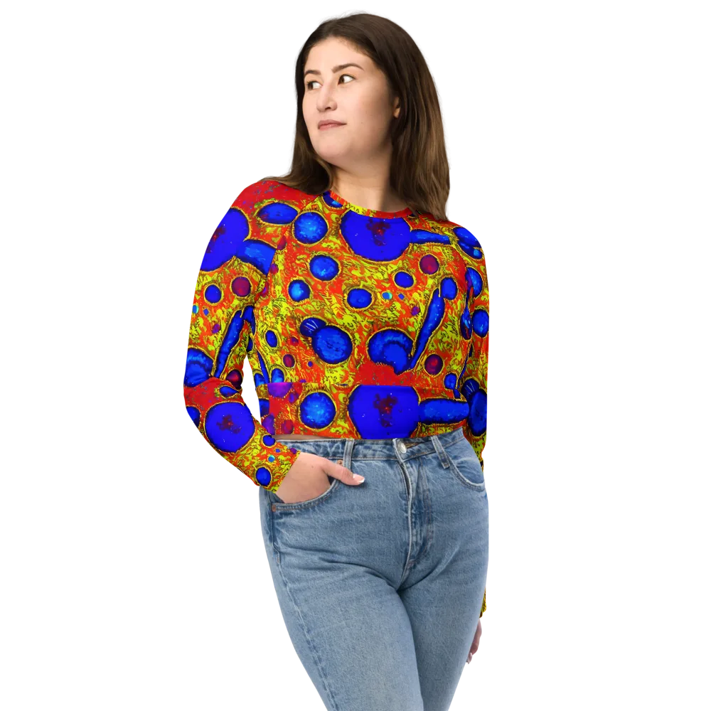 Cobalt Lava on Long Sleeve Crop Top — Front
