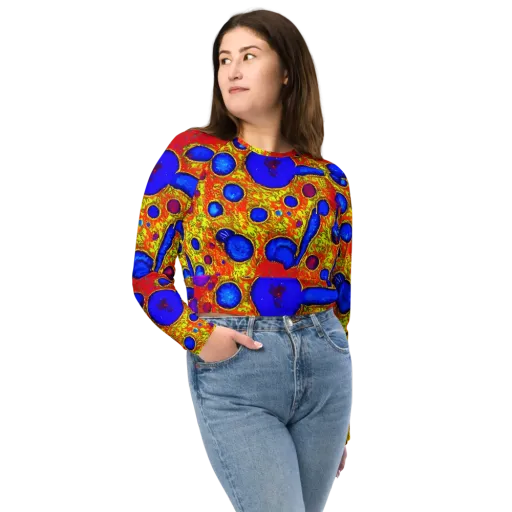 Cobalt Lava on a Long Sleeve Crop Top