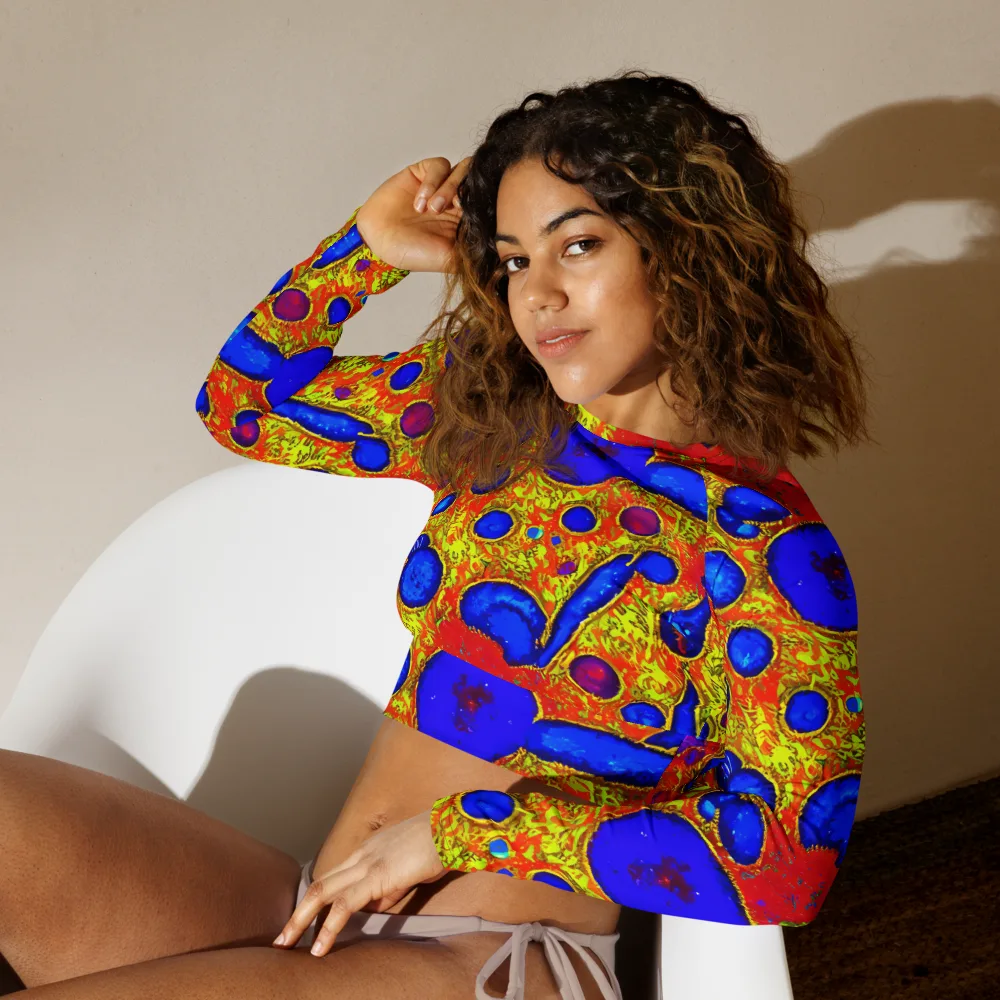 Cobalt Lava on Long Sleeve Crop Top — Left Front
