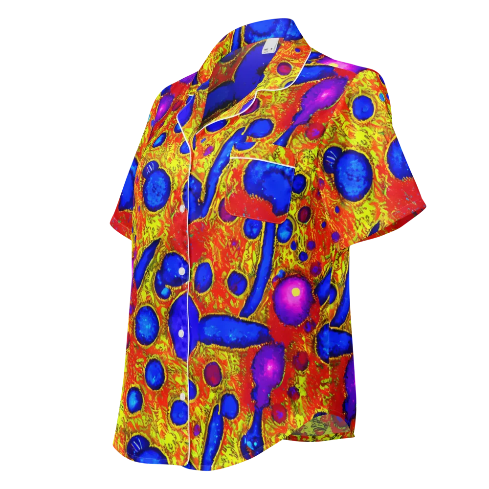 Cobalt Lava on Women's Short Sleeve Pajama Top — Left Front