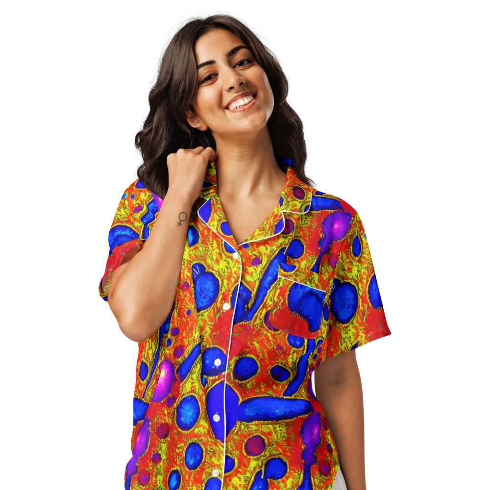 Cobalt Lava on Women's Short Sleeve Pajama Top — Front