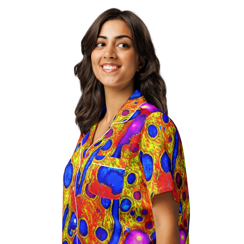 Cobalt Lava on Women's Short Sleeve Pajama Top — Left Front