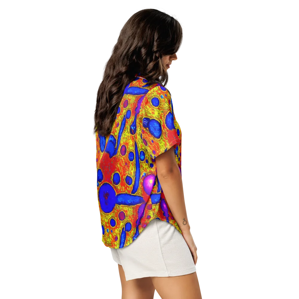 Cobalt Lava on Women's Short Sleeve Pajama Top — Right Back