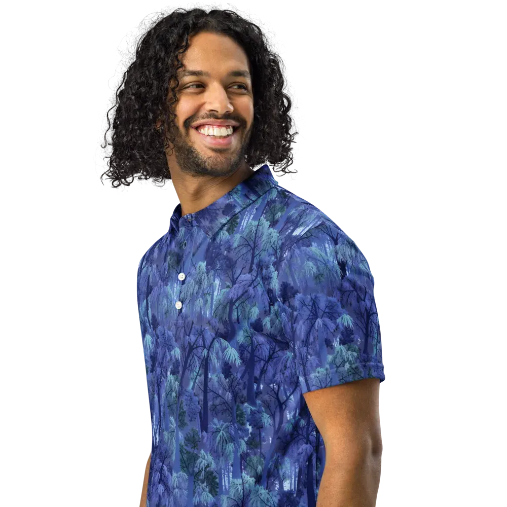 Moonlit Canopy on Men's Slim Fit Polo Shirt — Left Front