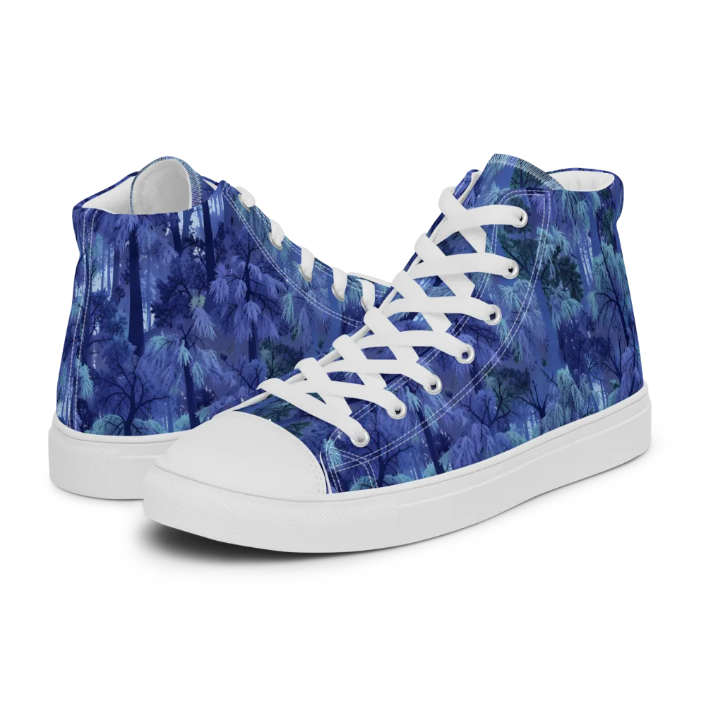 Moonlit Canopy on Men's High Top Canvas Shoes — Left