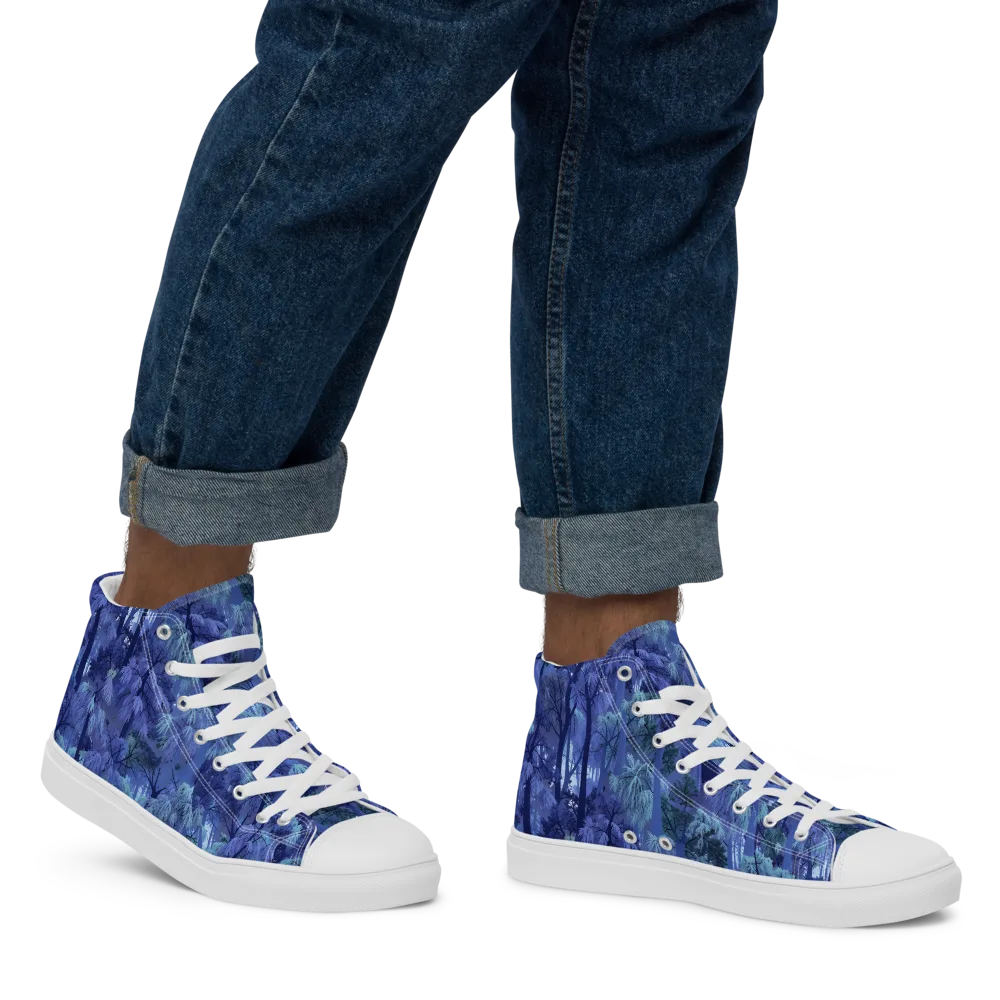 Moonlit Canopy on Men's High Top Canvas Shoes — Right