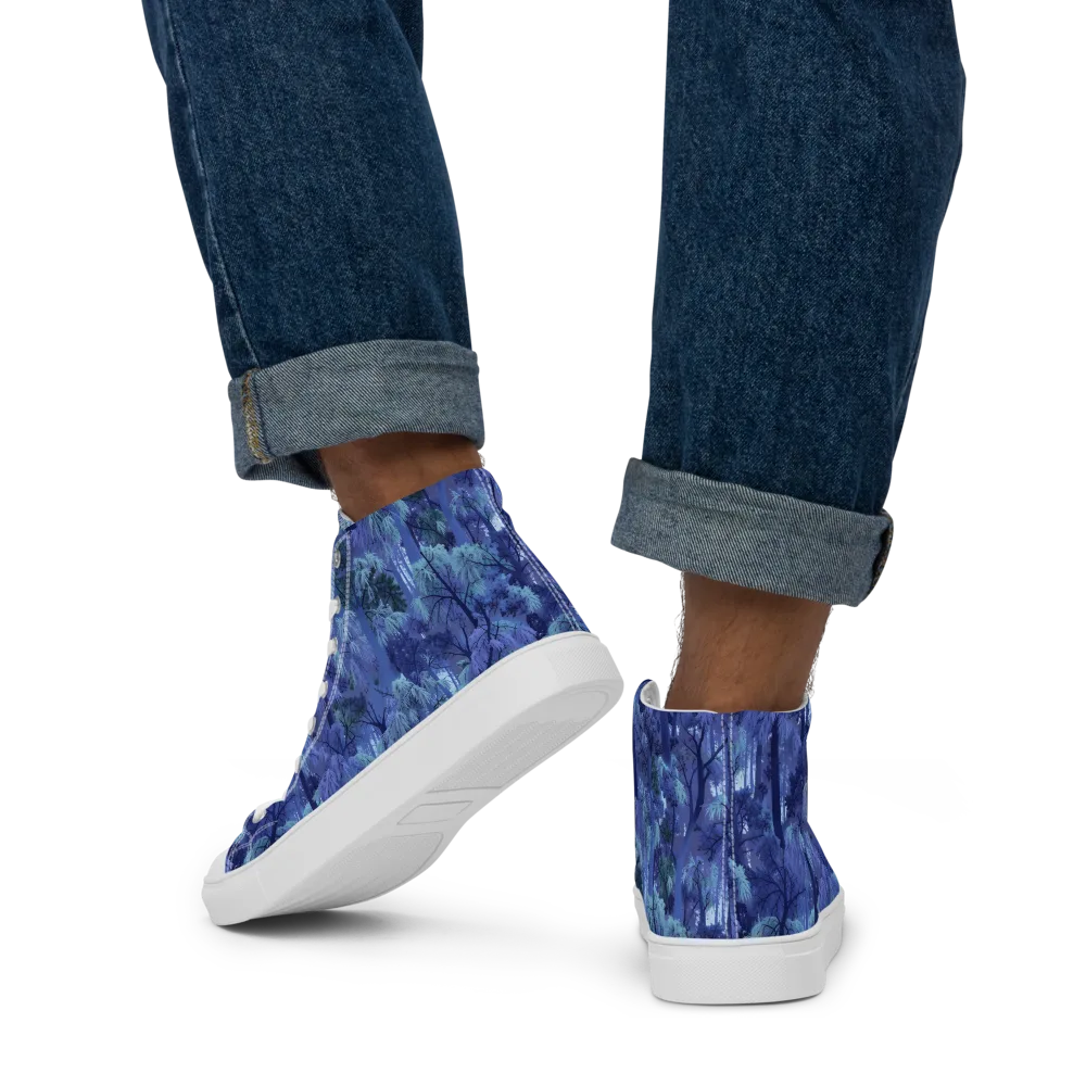 Moonlit Canopy on Men's High Top Canvas Shoes — Back
