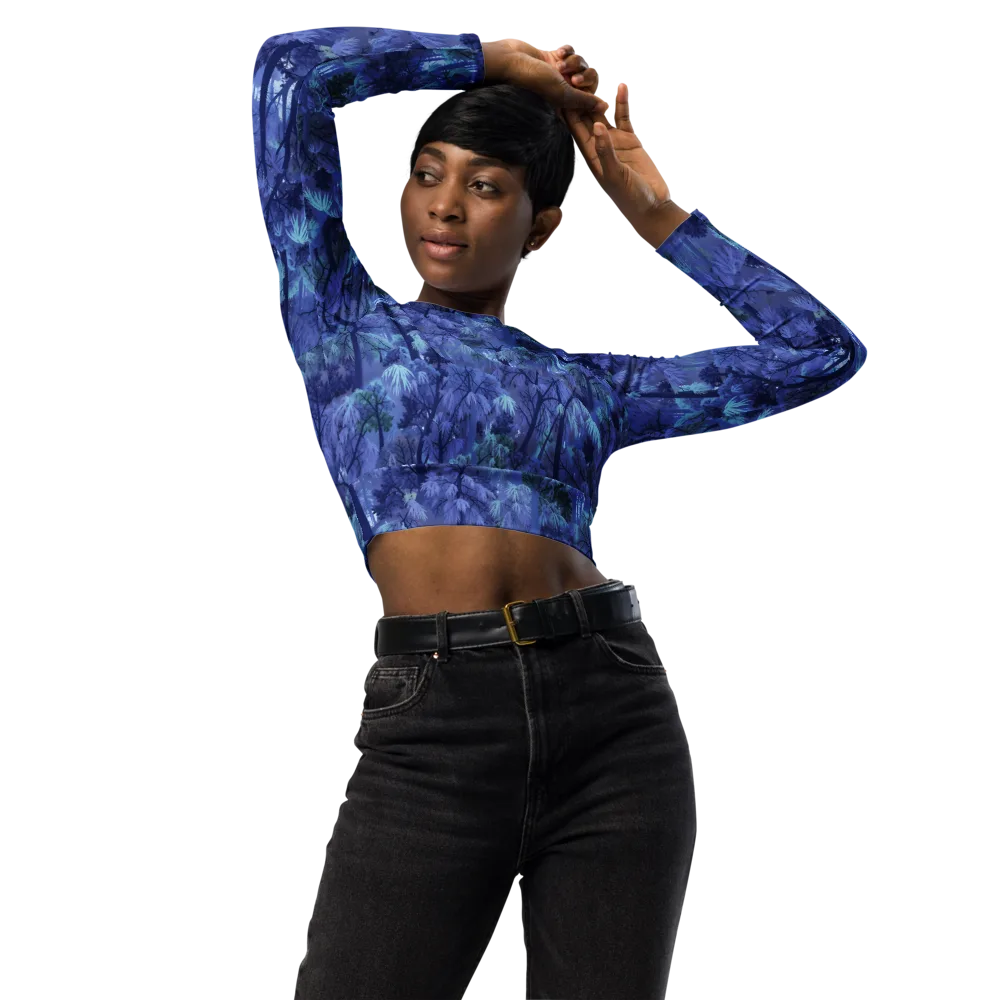 Moonlit Canopy on Long Sleeve Crop Top — Front