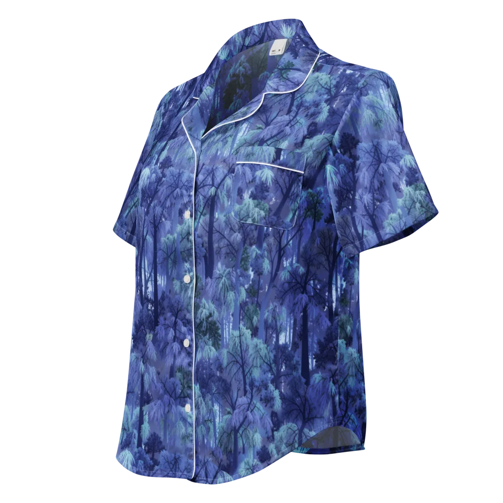 Moonlit Canopy on Women's Short Sleeve Pajama Top — Left Front