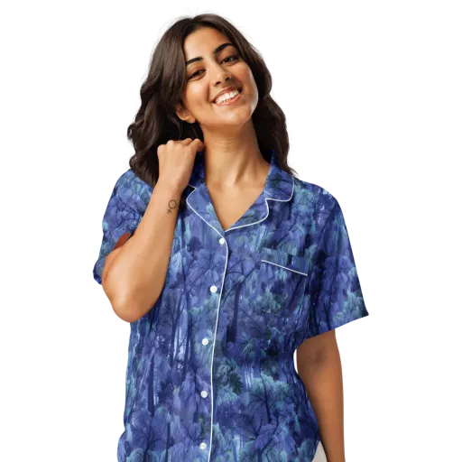 Moonlit Canopy on a Women's Short Sleeve Pajama Top
