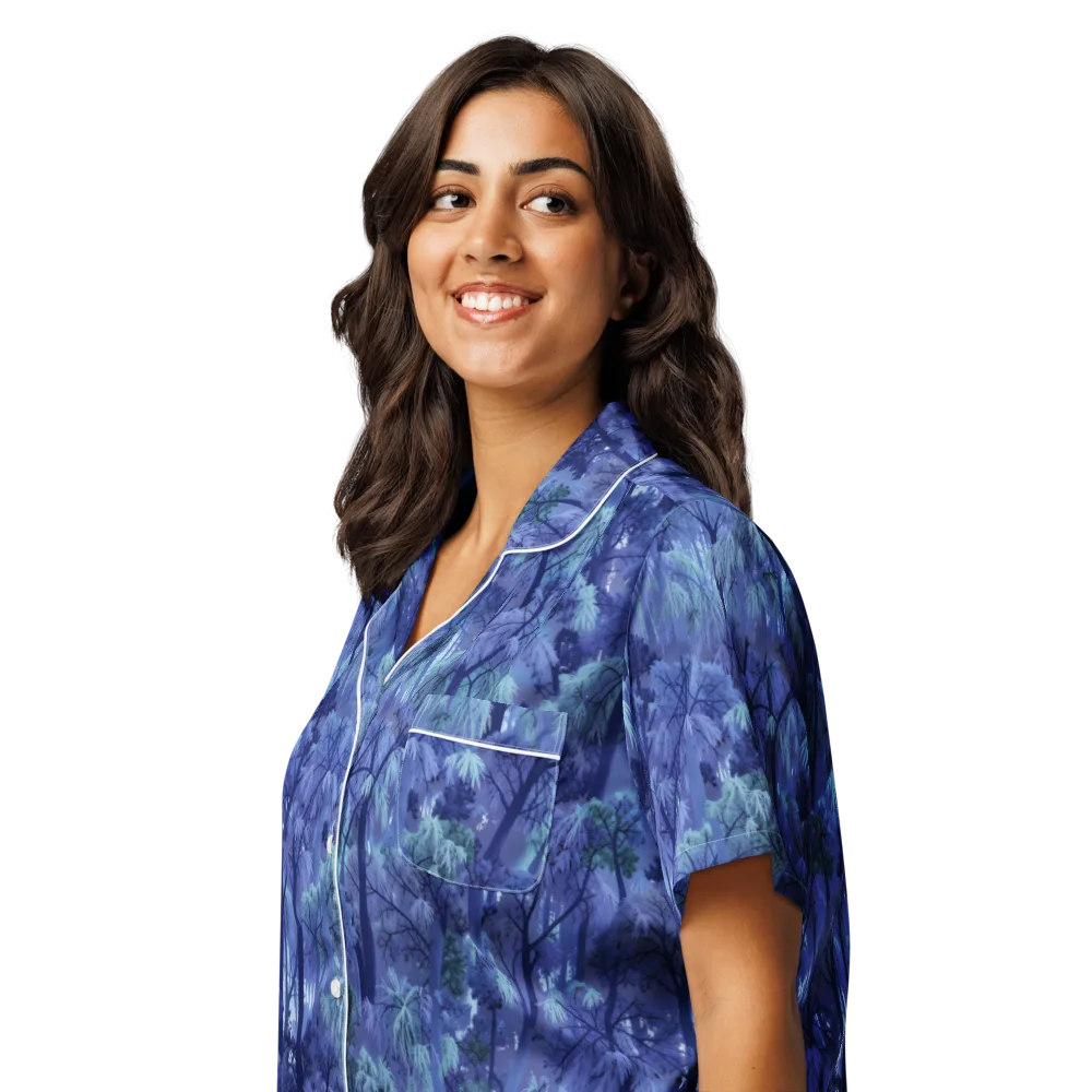 Moonlit Canopy on Women's Short Sleeve Pajama Top — Left Front