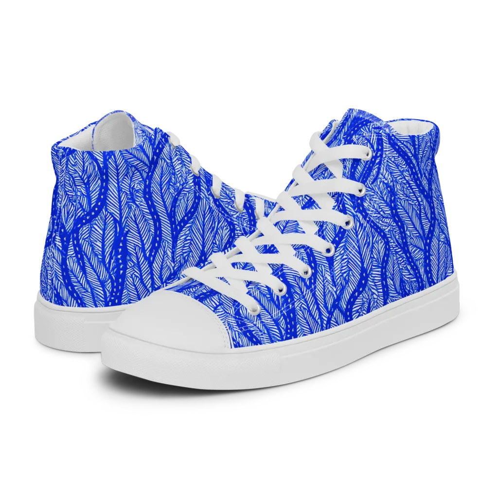 Bluevine Reverie on Men's High Top Canvas Shoes — Left