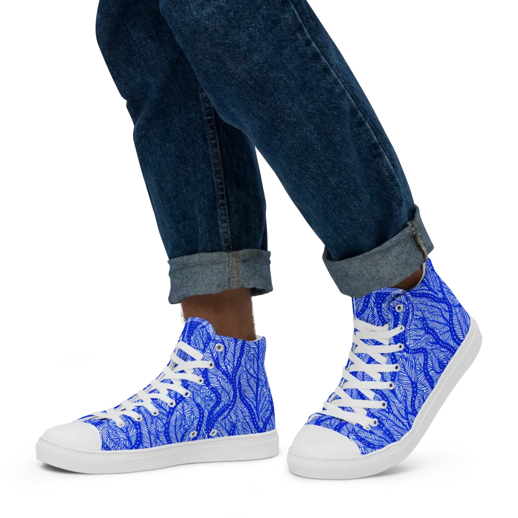 Bluevine Reverie on Men's High Top Canvas Shoes — Left
