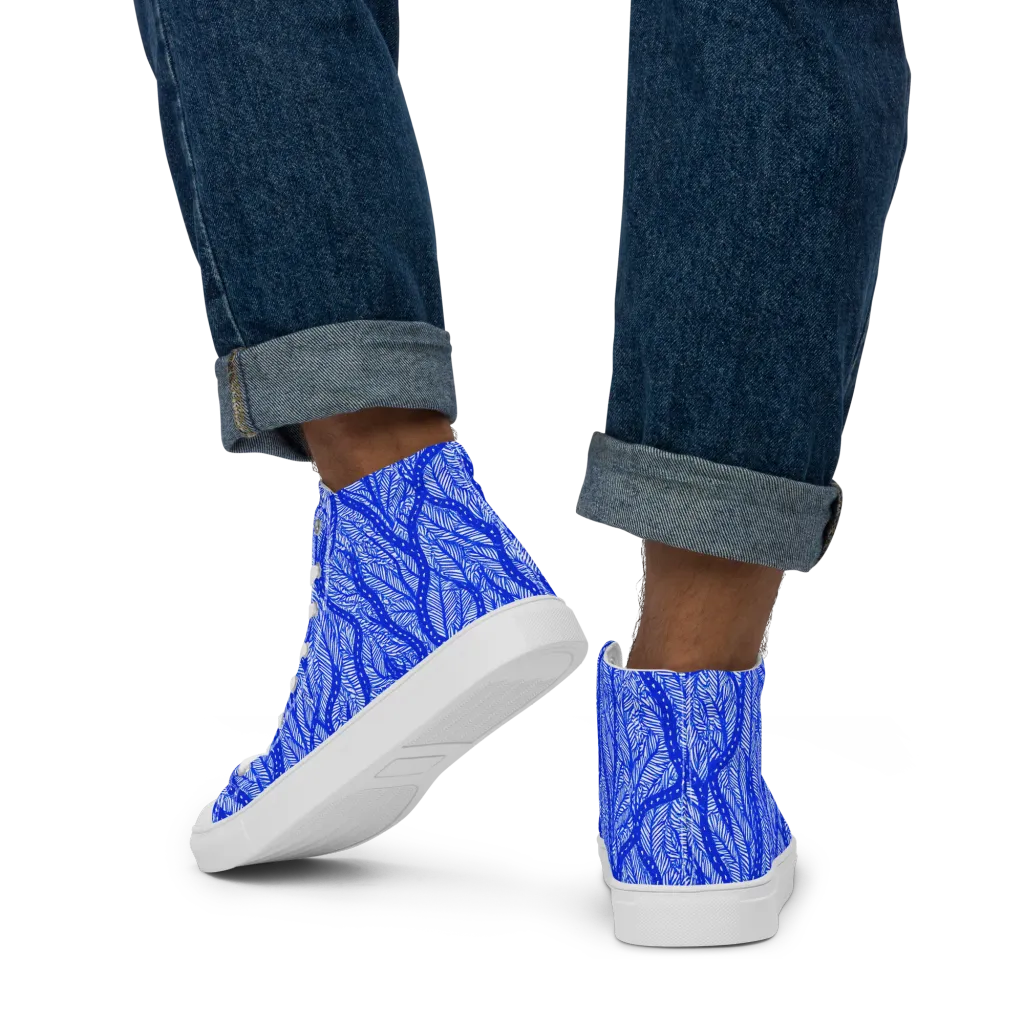 Bluevine Reverie on Men's High Top Canvas Shoes — Back