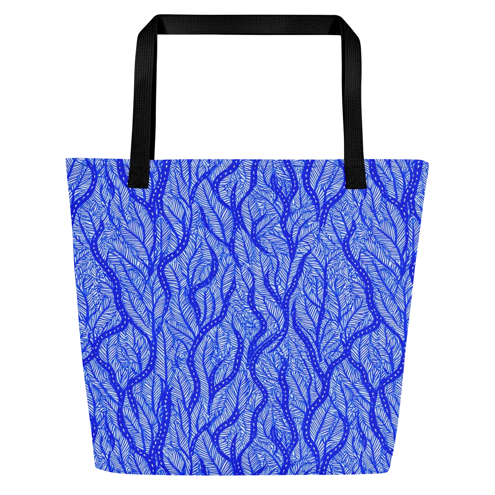 Bluevine Reverie on Large Tote Bag W/ Pocket — Front