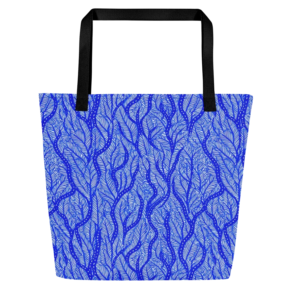 Bluevine Reverie on Large Tote Bag W/ Pocket — Front