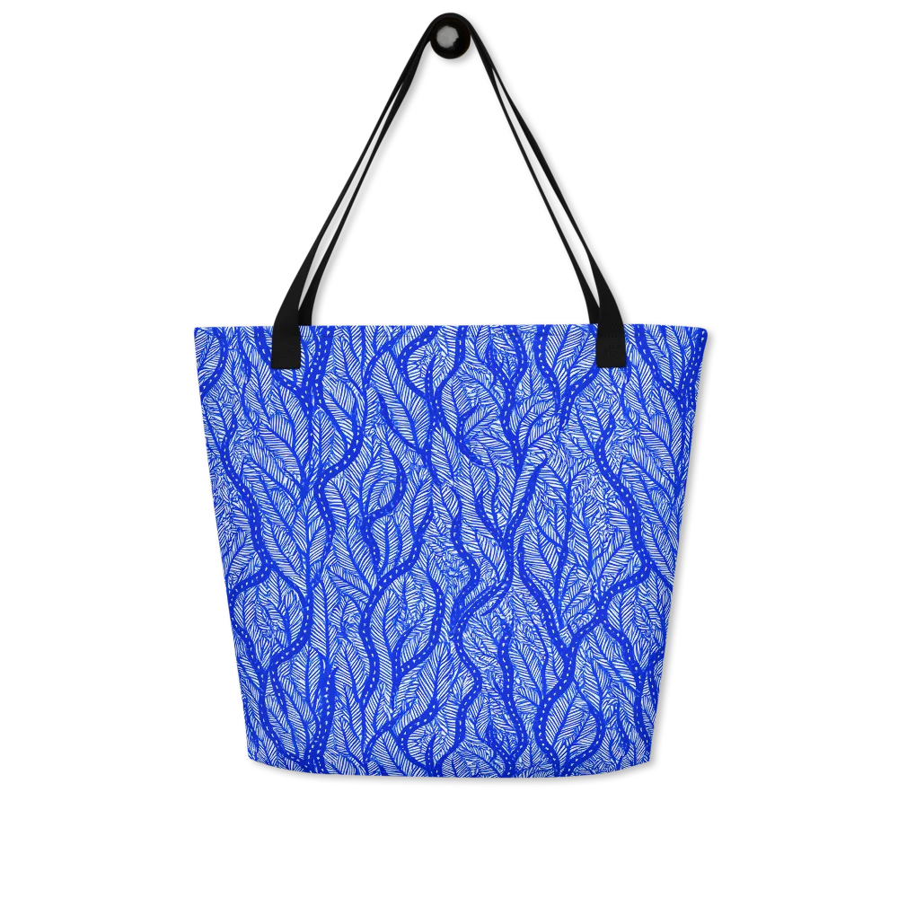 Bluevine Reverie on Large Tote Bag W/ Pocket — Front