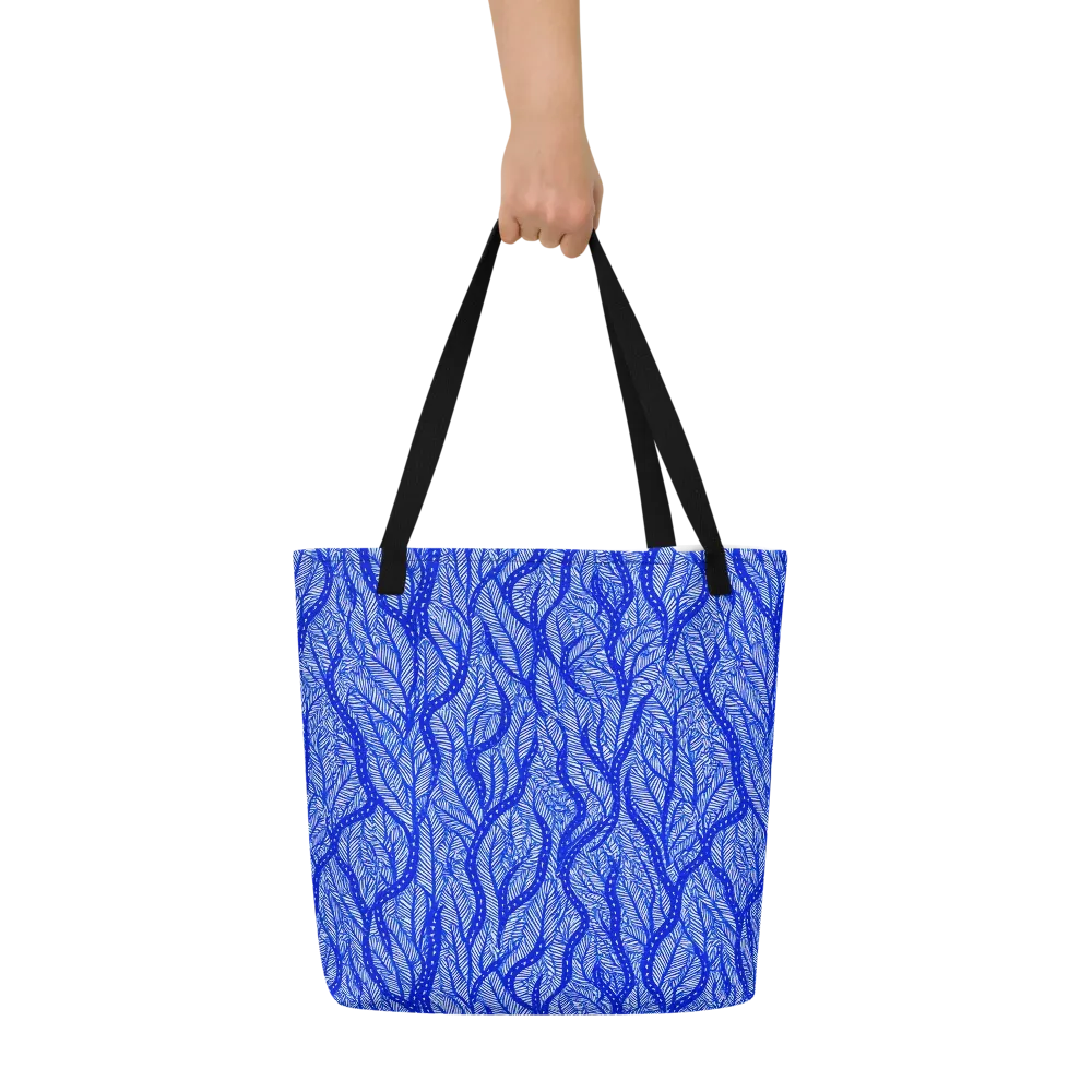 Bluevine Reverie on Large Tote Bag W/ Pocket — Front