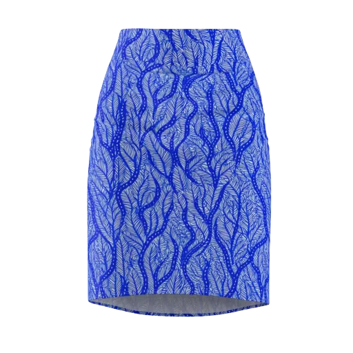 Bluevine Reverie on a Pencil Skirt