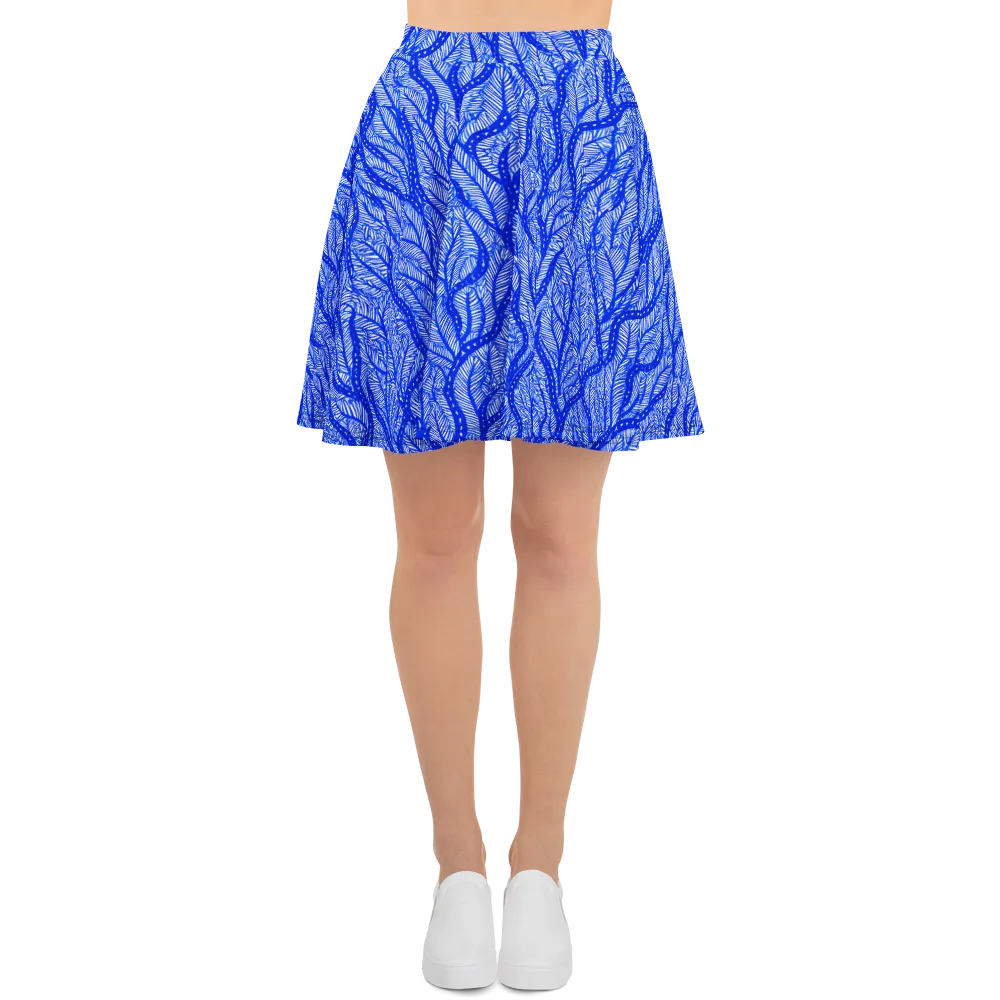 Bluevine Reverie on Skater Skirt — Front