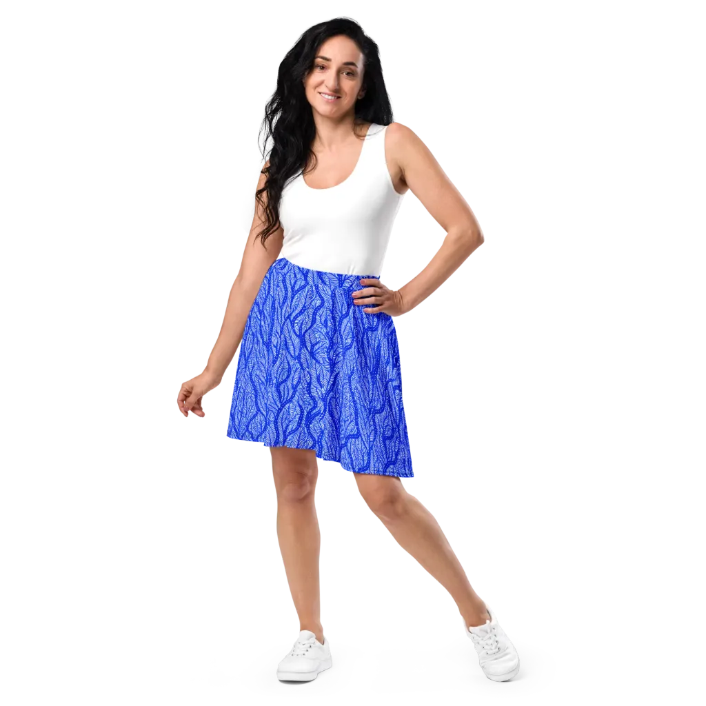 Bluevine Reverie on Skater Skirt — Front