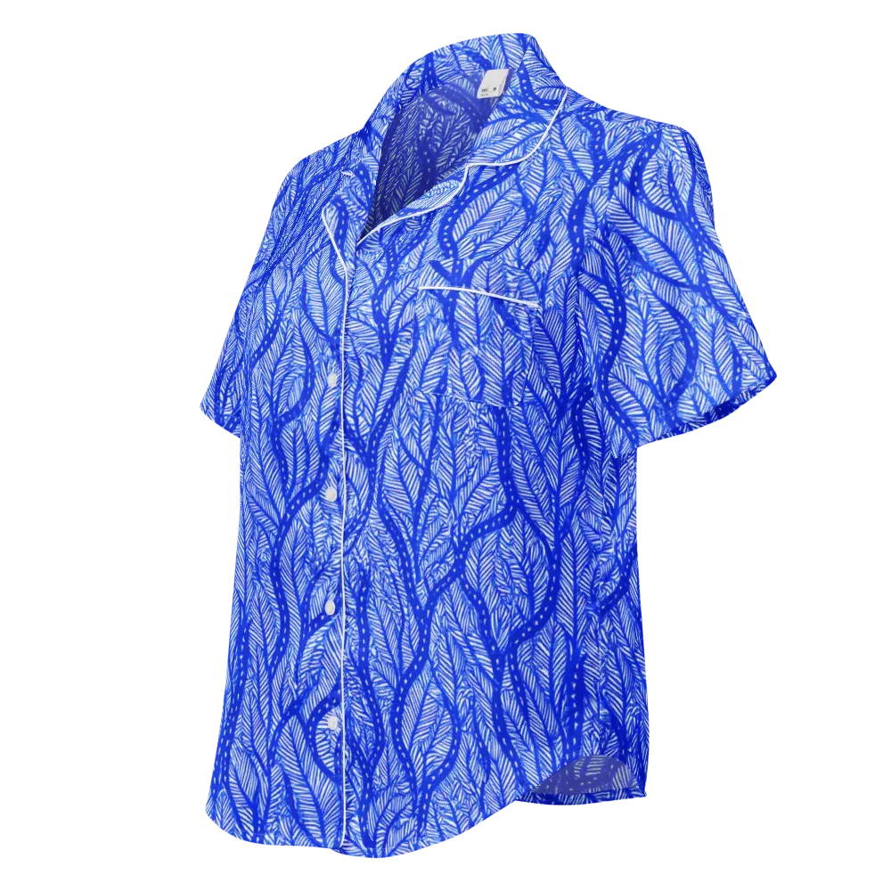 Bluevine Reverie on Women's Short Sleeve Pajama Top — Left Front