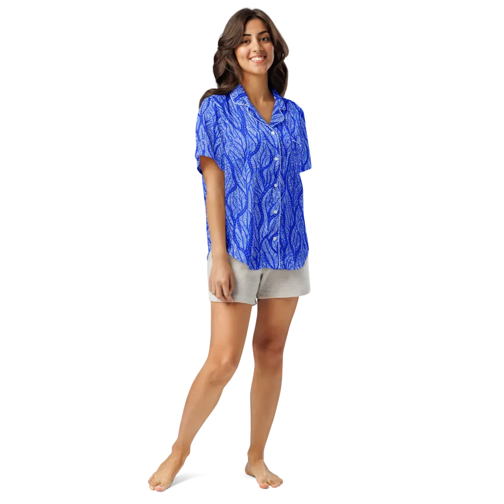 Bluevine Reverie on Women's Short Sleeve Pajama Top — Front