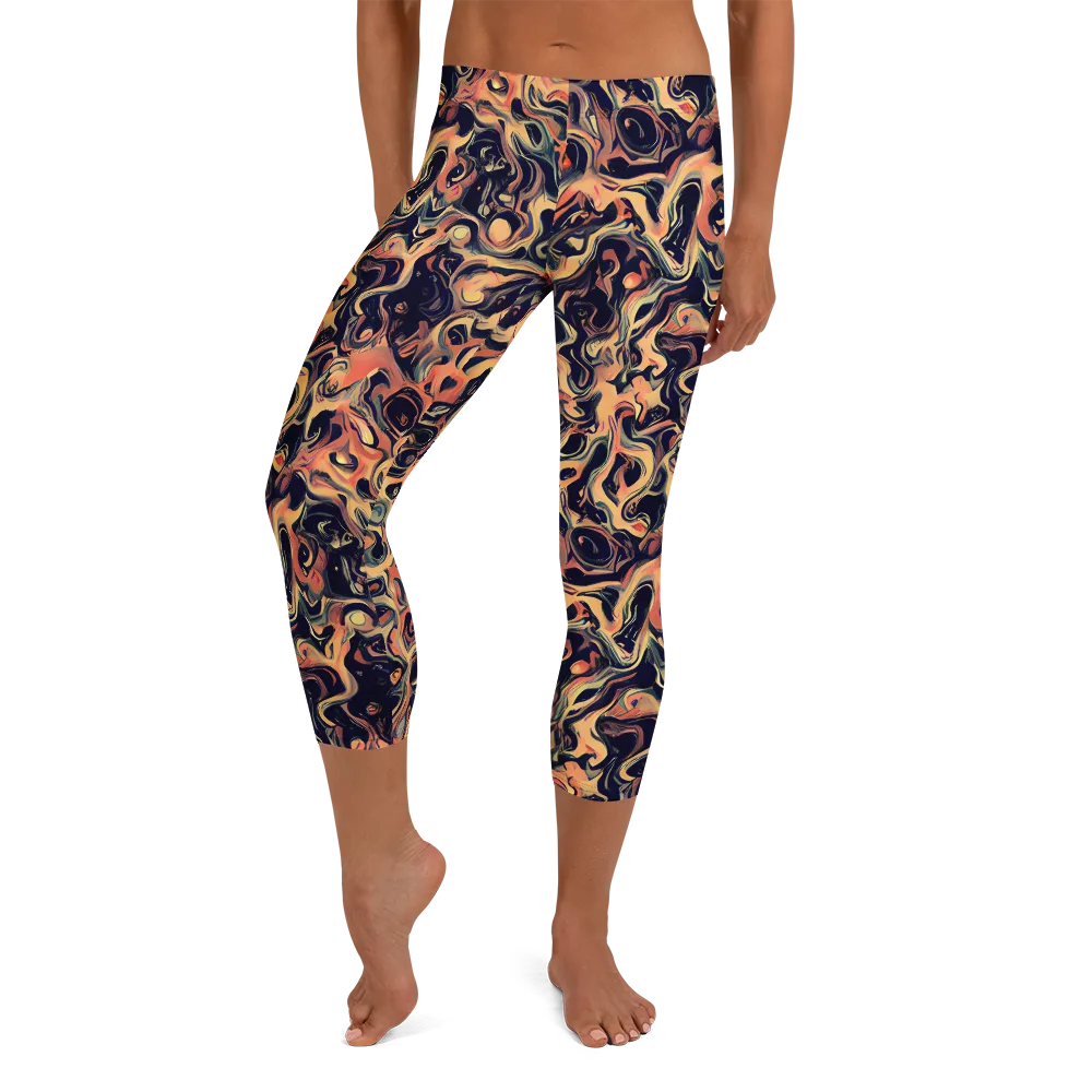 Navy Inferno on Capri Leggings — Front