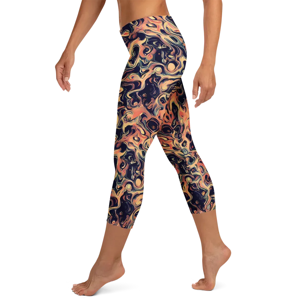 Navy Inferno on Capri Leggings — Left