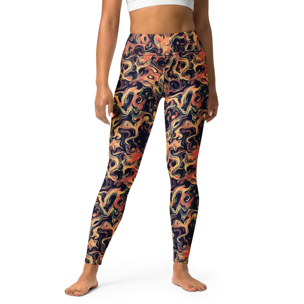 Navy Inferno on Yoga Leggings — Front