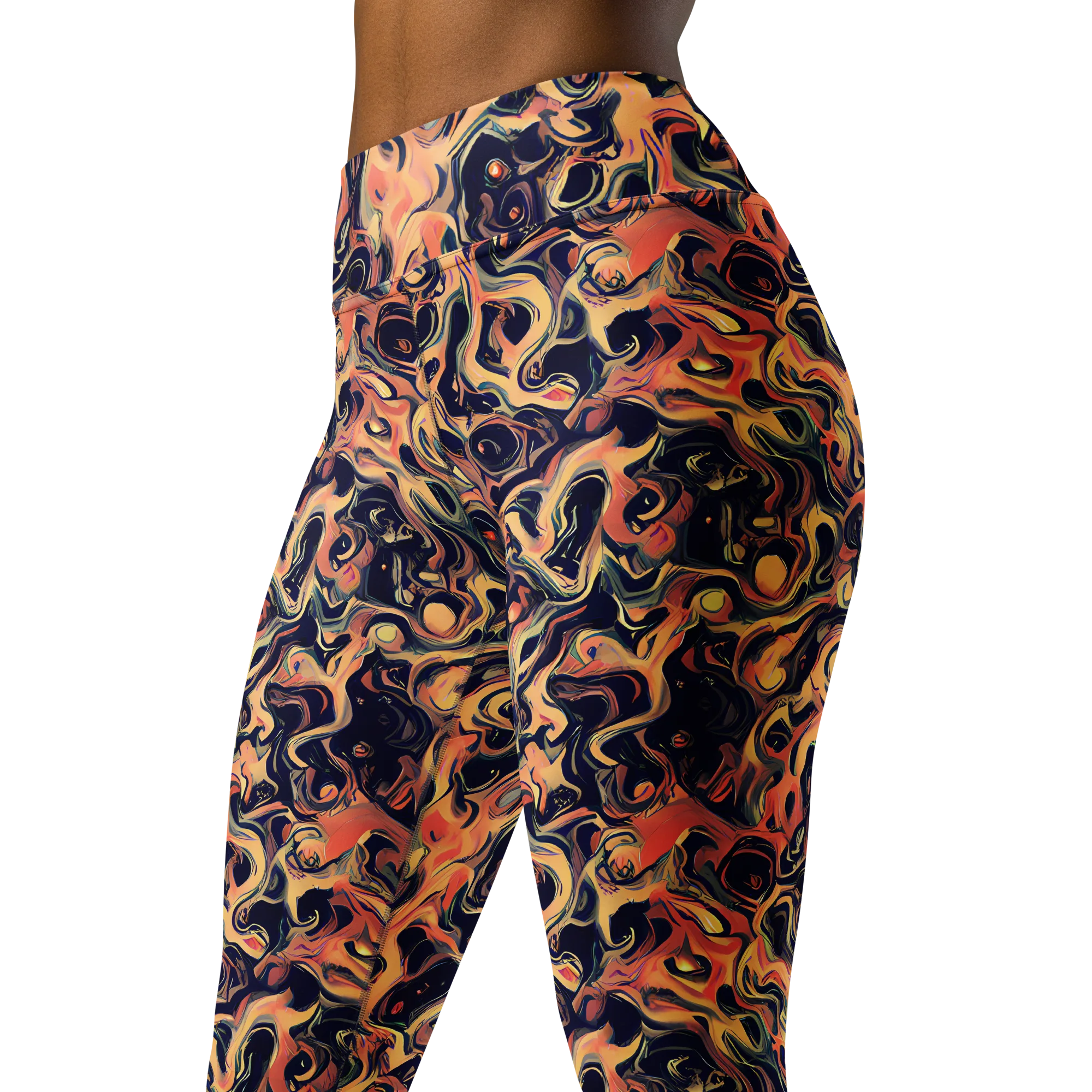 Navy Inferno on Yoga Leggings — Left Front