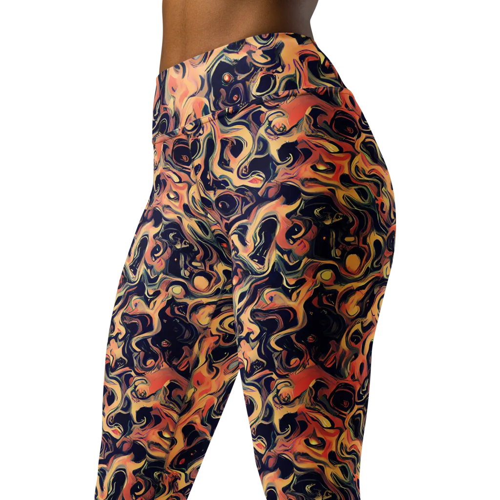 Navy Inferno on Yoga Leggings — Left Front