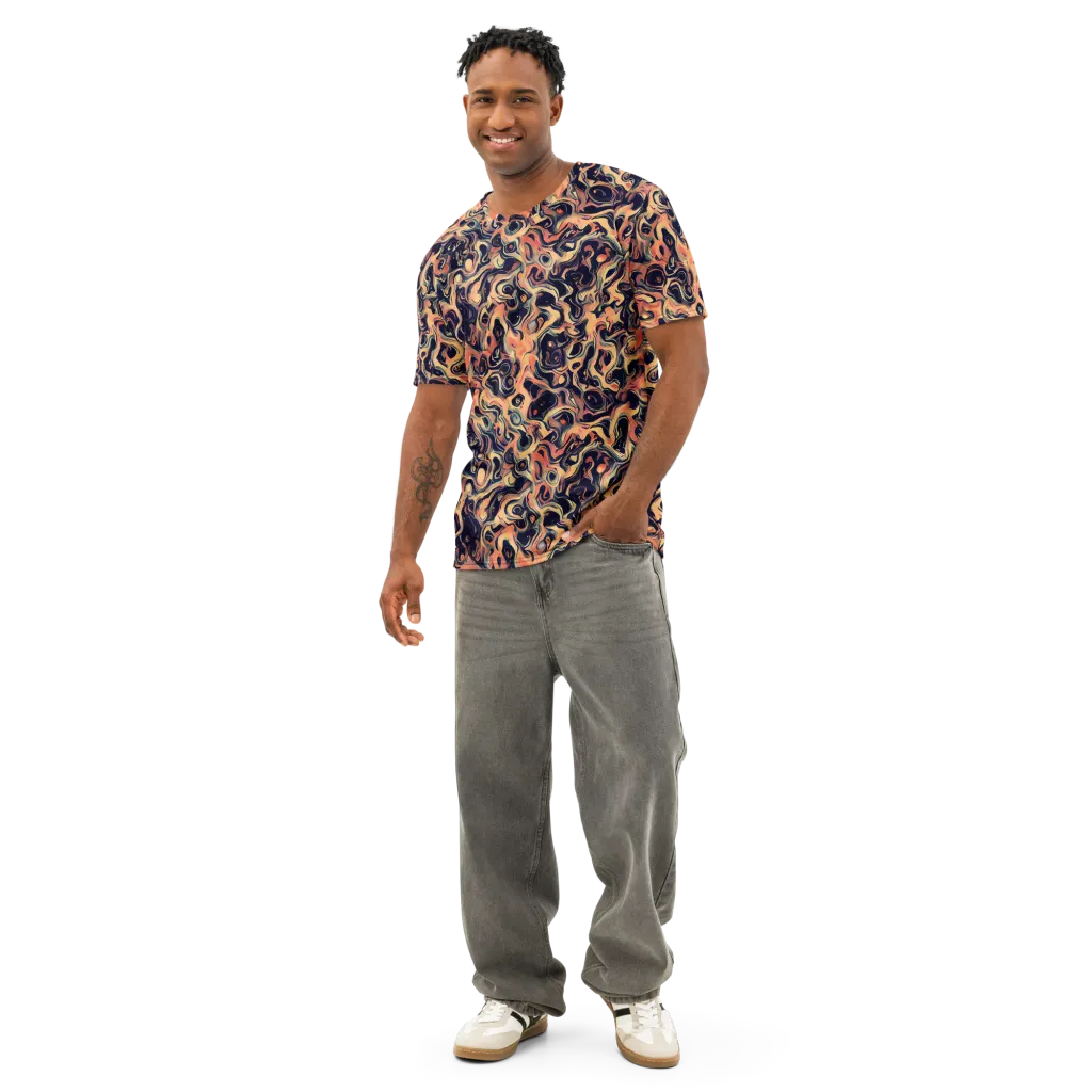 Navy Inferno on Men's Cotton Crew Neck T-Shirt — Front