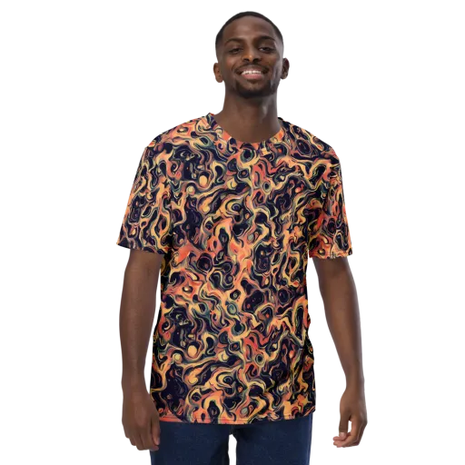 Navy Inferno on a Men's Crew Neck T-Shirt