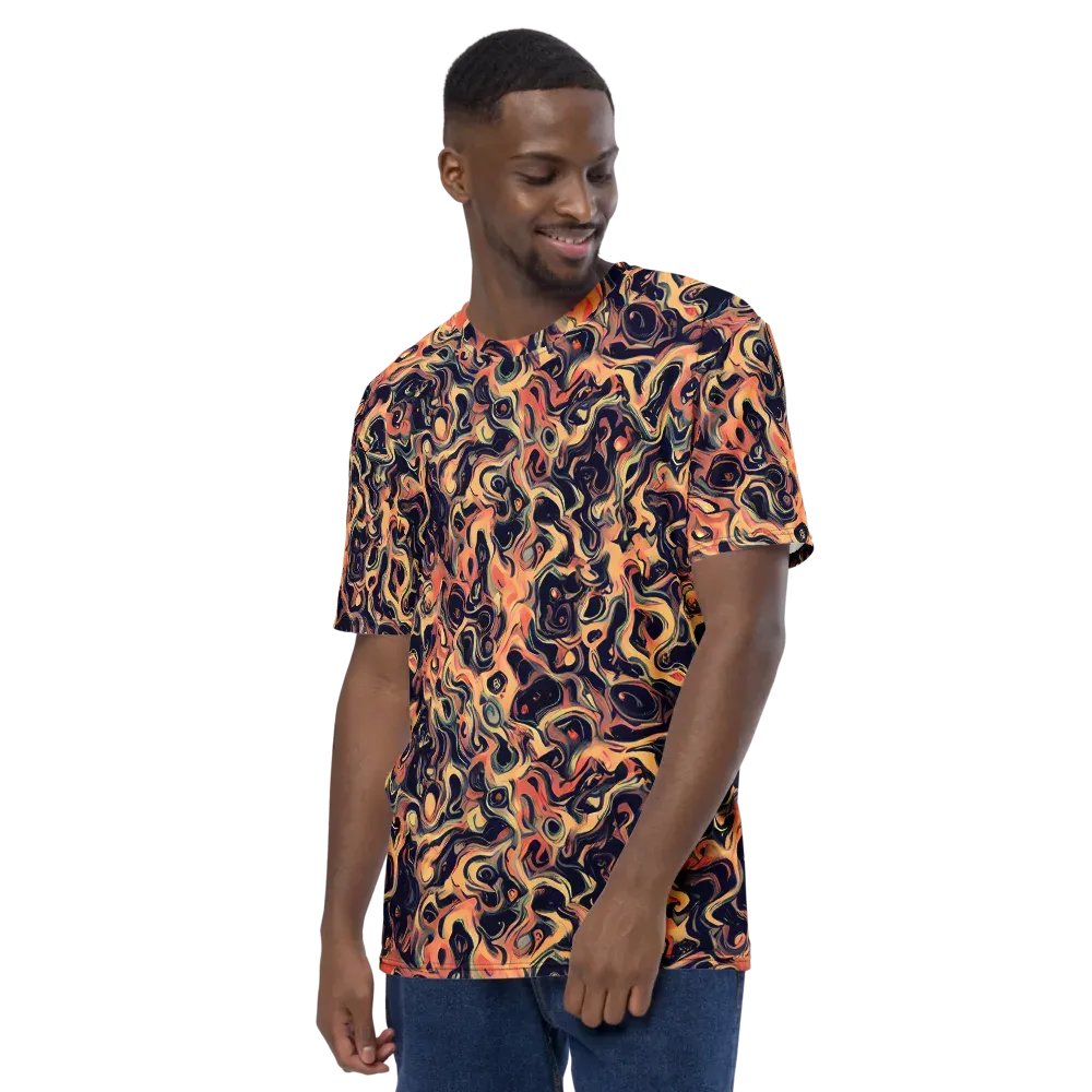 Navy Inferno on Men's Crew Neck T-Shirt — Left