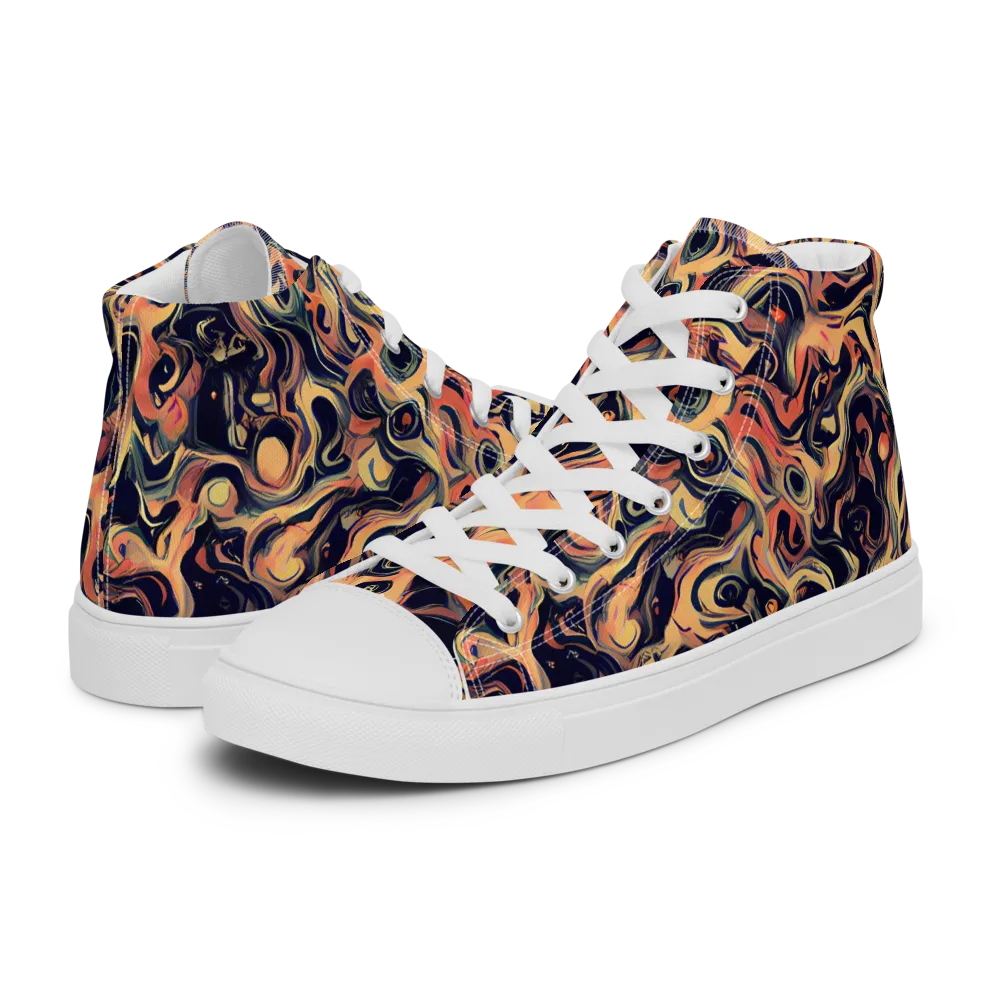 Navy Inferno on Men's High Top Canvas Shoes — Left